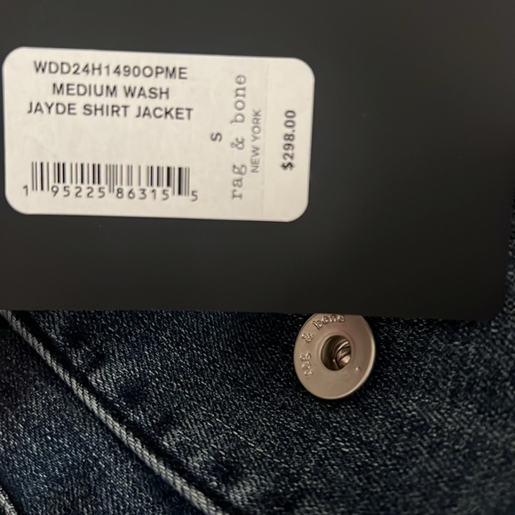 NWT Rag & Bone Medium Wash Jayde Shirt Jacket Size Small Blue - Picture 10 of 10